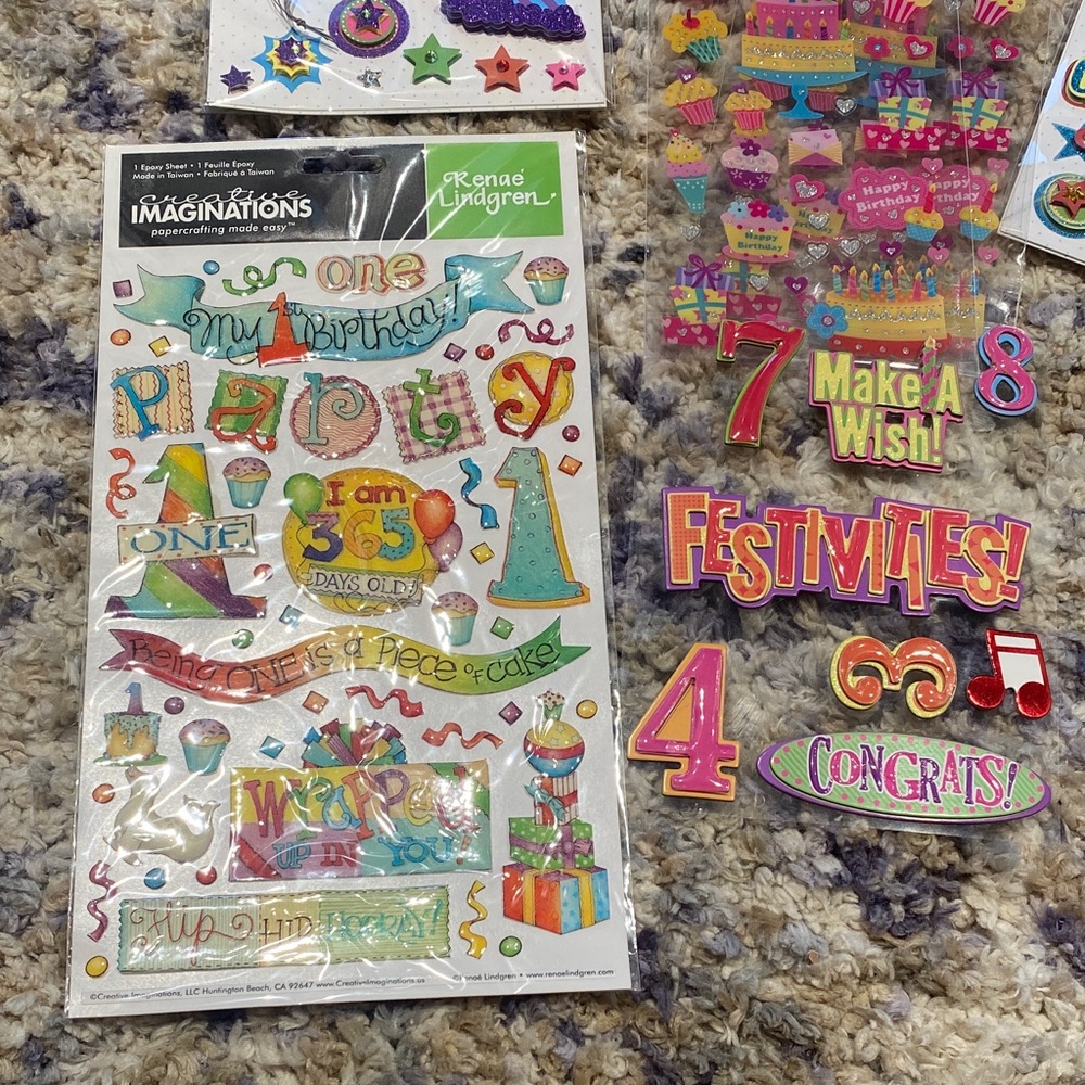 13 sheets of birthday stickers